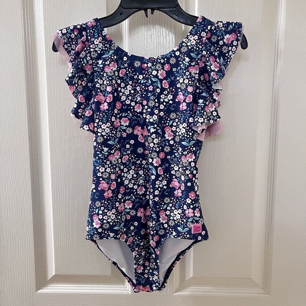 Rufflebutts Butterfly Sleeve One Piece Swimsuit Moonlit Meadow Girls Size 10